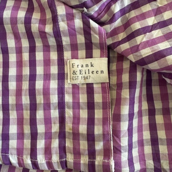 Frank and Eileen Purple Gingham Barry Long Sleeve Shirt  Small  100% Cotton - Picture 4 of 5